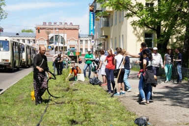 Калиновая аллея от Сбербанка поднялась в Биробиджане ИА ЕАОMedia
