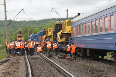 Движение поездов после схода вагонов в ЕАО по одному из путей восстановлено Пресс-служба МЧС России по ЕАО